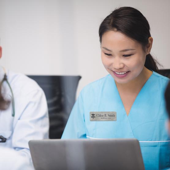 Titanium Name tag on Nurse