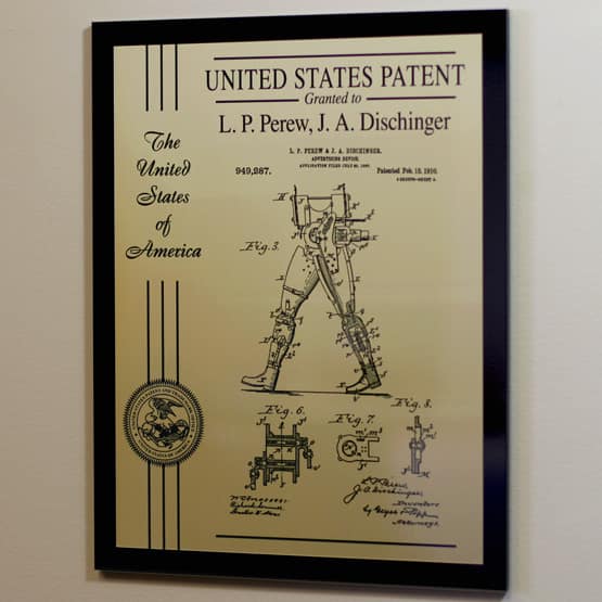 Acrylic Patent Plaque on Wall