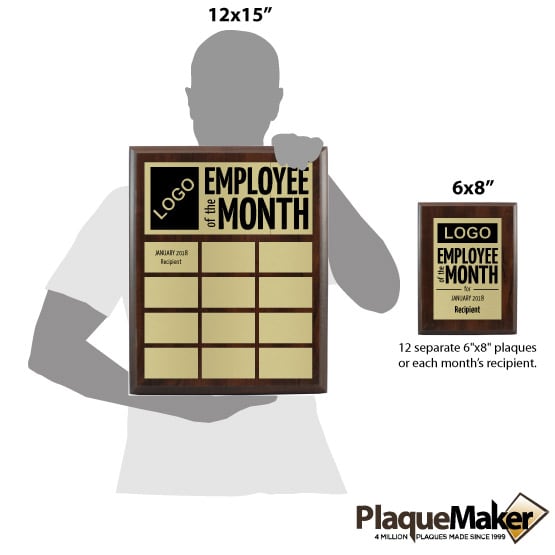 Employee of the Month Plaque Set - Set 1 Size Guide