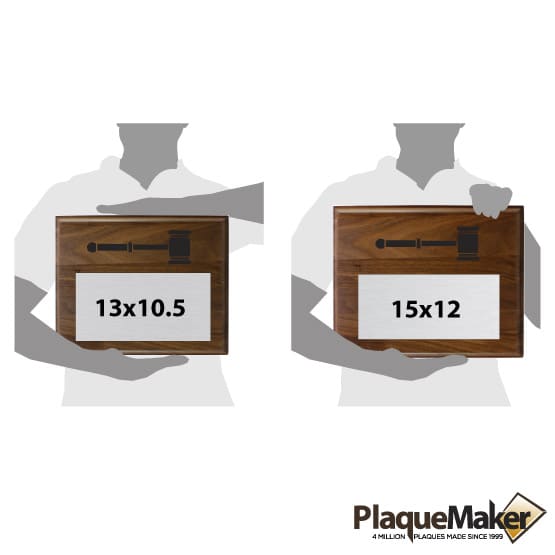 Custom Gavel Plaques Size Chart