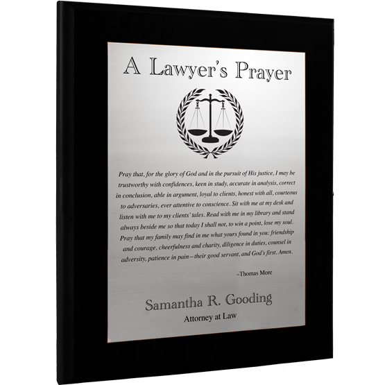 Customized Lawyers Prayer Plaque