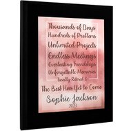 Retirement Plaque With Black Board And Pink Watercolor Aluminum Plate Featuring Special Message And Name And Year
