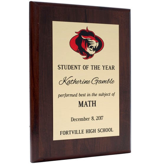 Custom Student of the Year Plaque