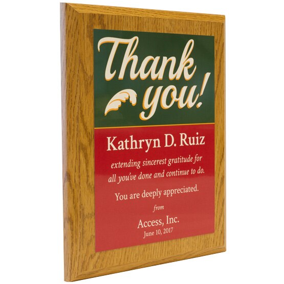 Custom Thank You Award Plaque