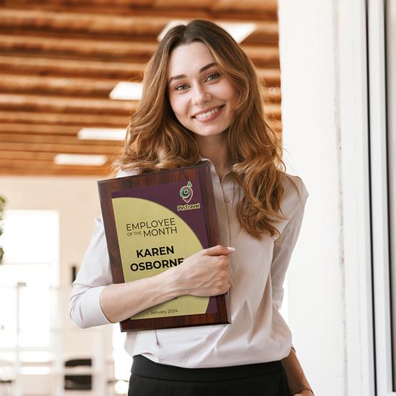 Woman holds Custom Aluminum Plaque