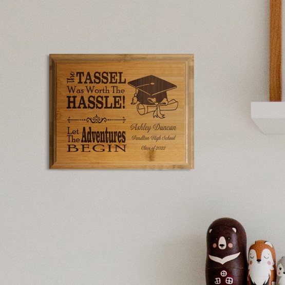 Custom Tassel Hassel Plaque on Wall