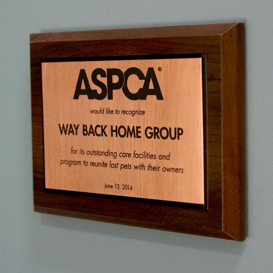 Engraved Copper Plaque Hung on Wall