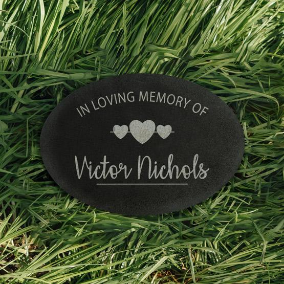 Black Granite Oval Plaque in Grass