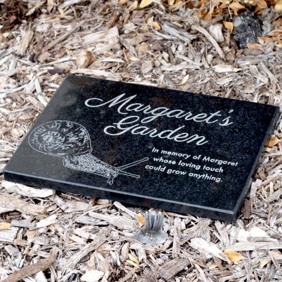 Engraved Granite Plaque in Mulch