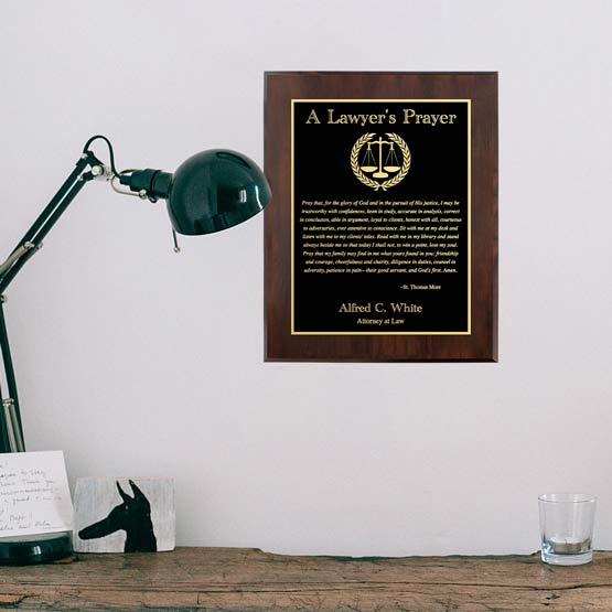 Custom Lawyer's Prayer Plaque