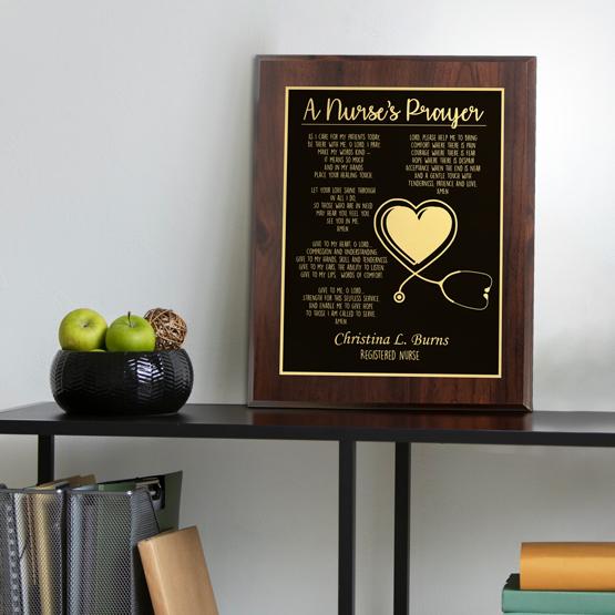 Nurse's Prayer Plaque on Table