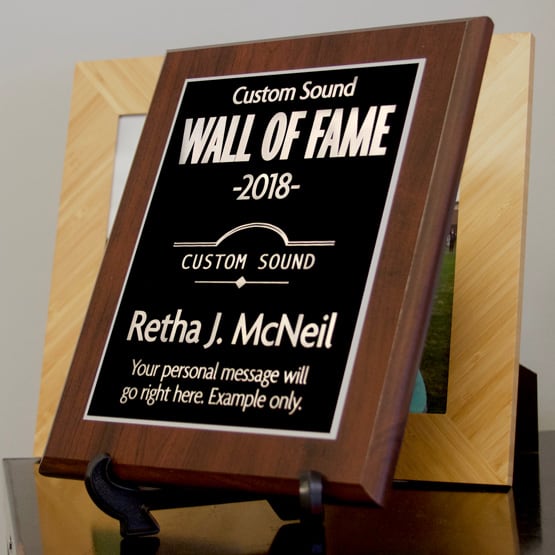 Wall of Fame Plaque on Black Easel