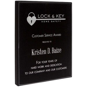 Custom Faux Leather Black Plaque