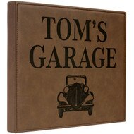 Custom Dark Brown Leather Plaque