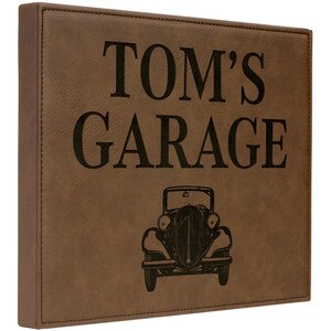 Custom Dark Brown Leather Plaque