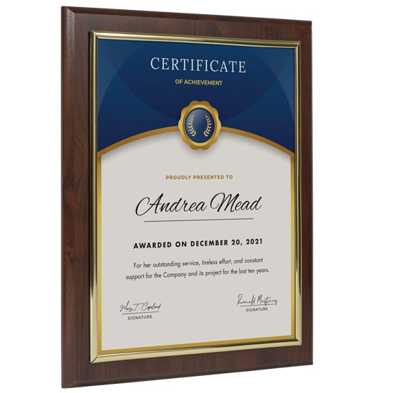 Certificate Plaque Kits with Frame