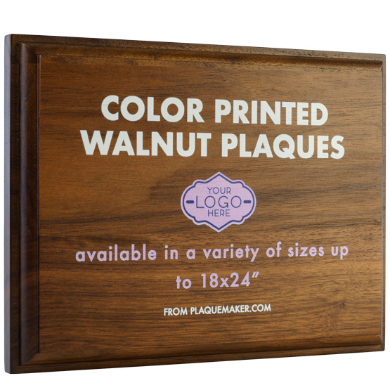 Customizable Walnut Wood Plaques - Color Printed | 9x12, PlaqueMaker