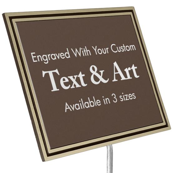 Custom Brown and Gold Rectangle Cast Aluminum Sign With Stand Featuring Customization Options