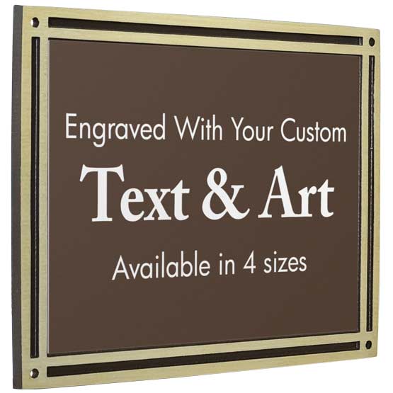 Custom Brown And Gold Rectangle Cast Aluminum Sign With Screw Holes Featuring Customization Options