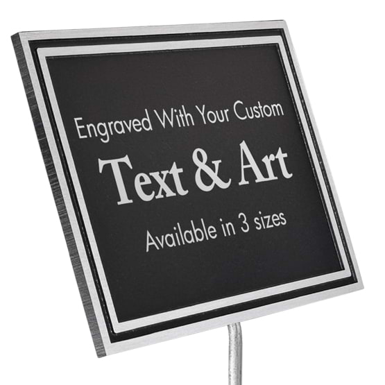 Custom Black And Silver Rectangle Cast Aluminum Sign With Stand Featuring Customization Options