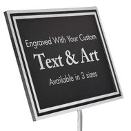 Custom Black And Silver Rectangle Cast Aluminum Sign With Stand Featuring Customization Options