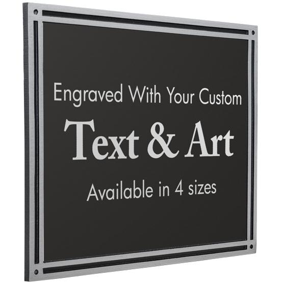 Custom Black And Silver Rectangle Cast Aluminum Sign With Screw Holes Featuring Customization Options