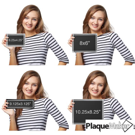Custom Cast Aluminum Sign Available In Four Sizes Being Held By A Woman