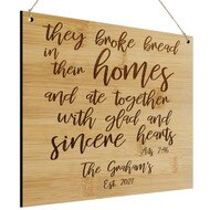 Custom Acts 2:46 Bamboo Sign