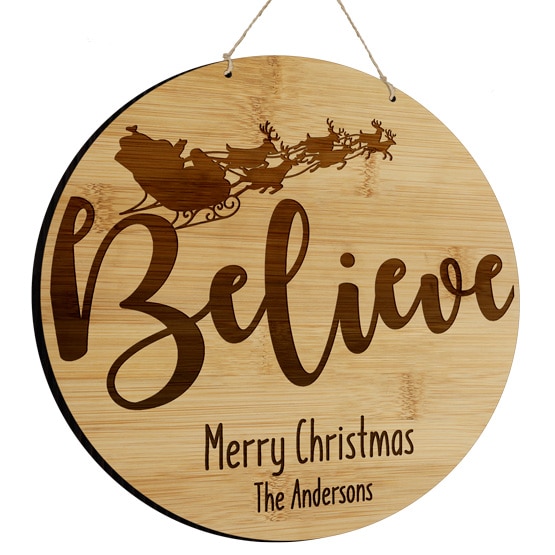 Custom Believe Round Bamboo Sign