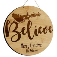 Custom Believe Round Bamboo Sign