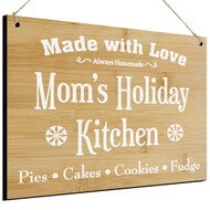 Holiday Mom's Kitchen Bamboo Sign