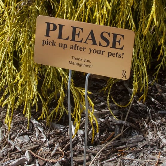 Bronze Garden Sign Staked in Mulch