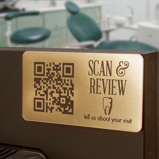 Bronze QR Tag on Computer in Office