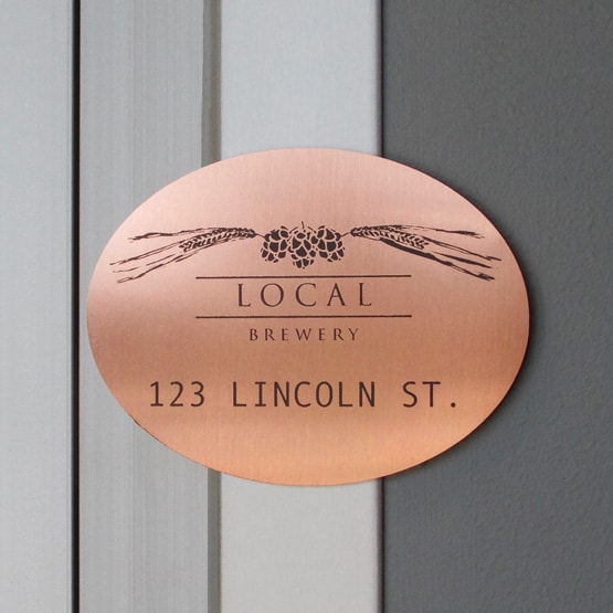 Copper Address Sign on Door Window