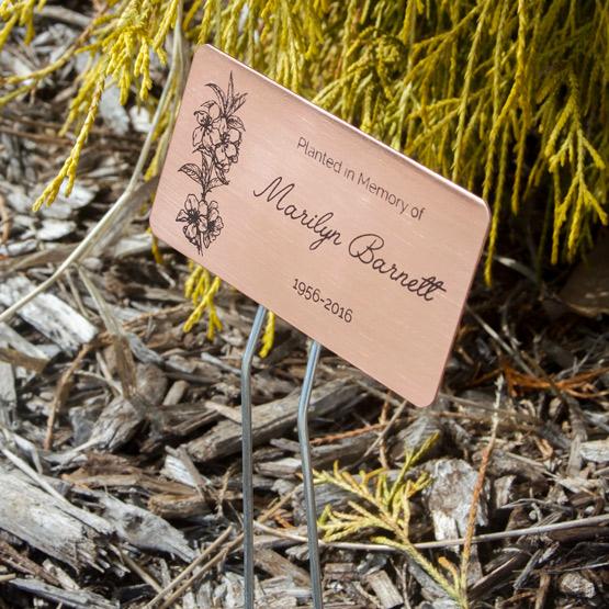 Custom Copper Marker in Garden