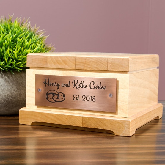 Custom Copper Labels on Wooden Box