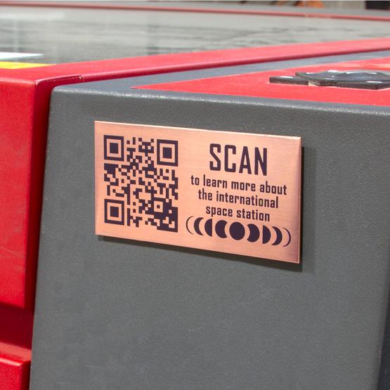 Custom Copper QR Tag on Machine