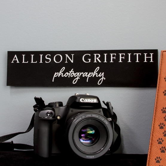 Faux Leather Black Sign & Camera