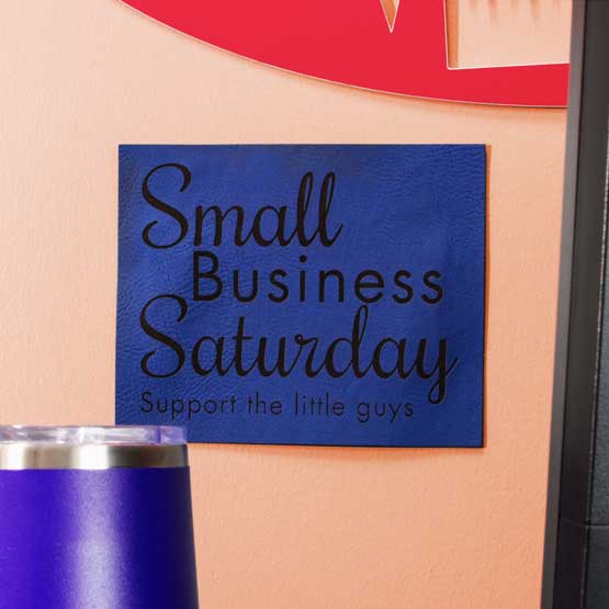 Faux Leather Blue Sign on Wall