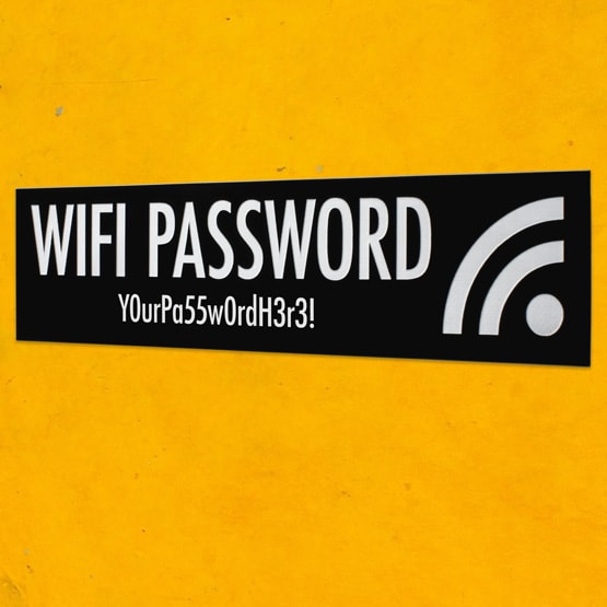 Black Plastic Wifi Sign on Wall